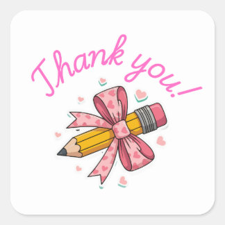Adesivo Quadrado Thank You Sticker, Teacher Stickers