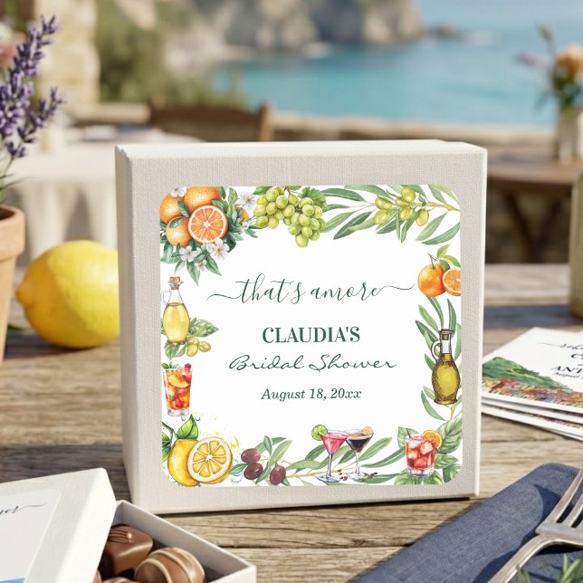 Adesivo Quadrado That's Amore Italian Citrus Cocktail Bridal Shower (Criador carregado)