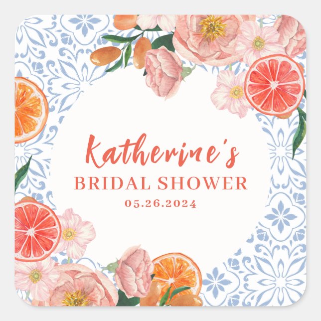 Adesivo Quadrado Thats amore mediterranean citrus Bridal shower  (Frente)