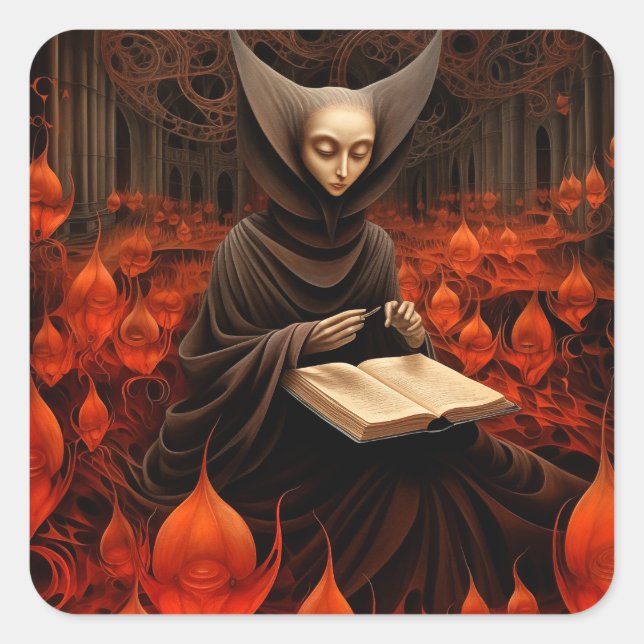 Adesivo Quadrado The Book Healer - Arte Surrealista (Frente)