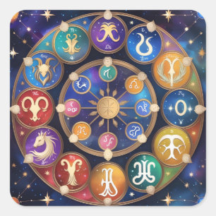 Adesivo Quadrado  the circle with the zodiac signs
