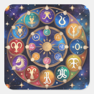 Adesivo Quadrado  the circle with the zodiac signs