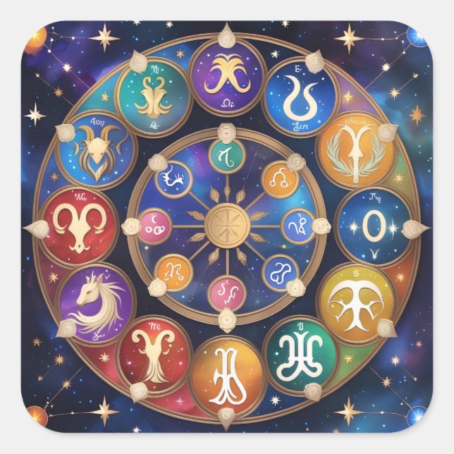 Adesivo Quadrado  the circle with the zodiac signs (Frente)