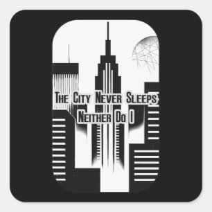 Adesivo Quadrado The City Never Sleeps Hustle Skyline Design