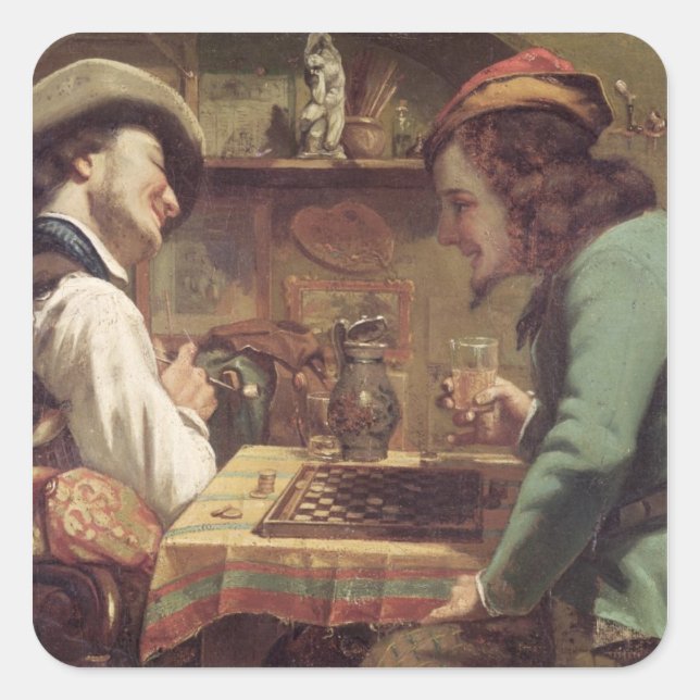 Adesivo Quadrado The Game of Drafts, 1844 (Frente)