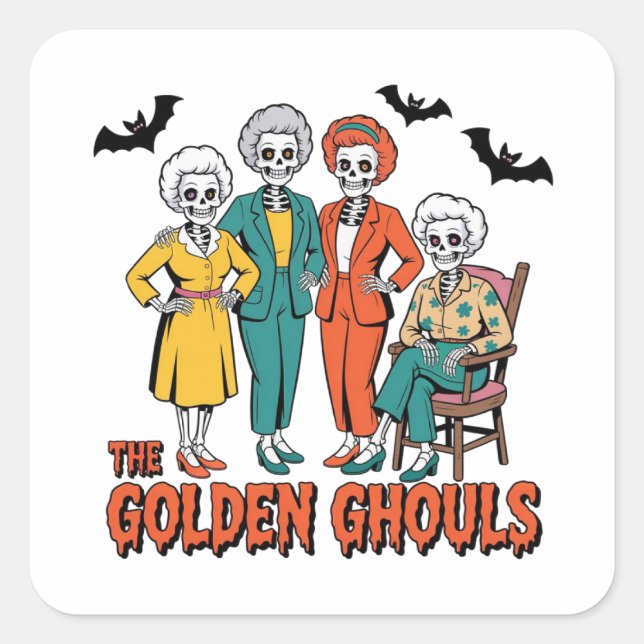 Adesivo Quadrado The Golden Ghouls Halloween Sticker (Frente)