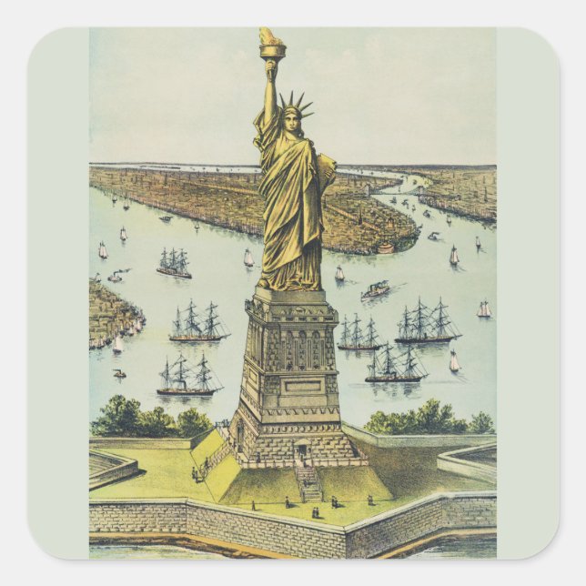 Adesivo Quadrado The Great Bartholdi Statue, Statue of Liberty (Frente)