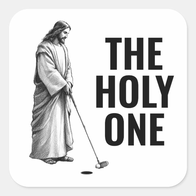 Adesivo Quadrado The Holy One - Golfing Jesus (Frente)