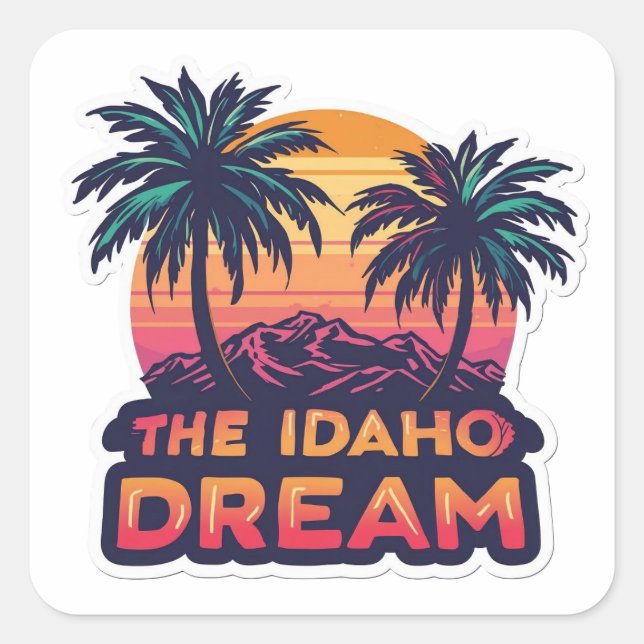 Adesivo Quadrado The Idaho Dream American Retro Sunset (Frente)