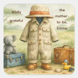 Adesivo Quadrado The Little Explorer | Safari Adventure Baby Shower