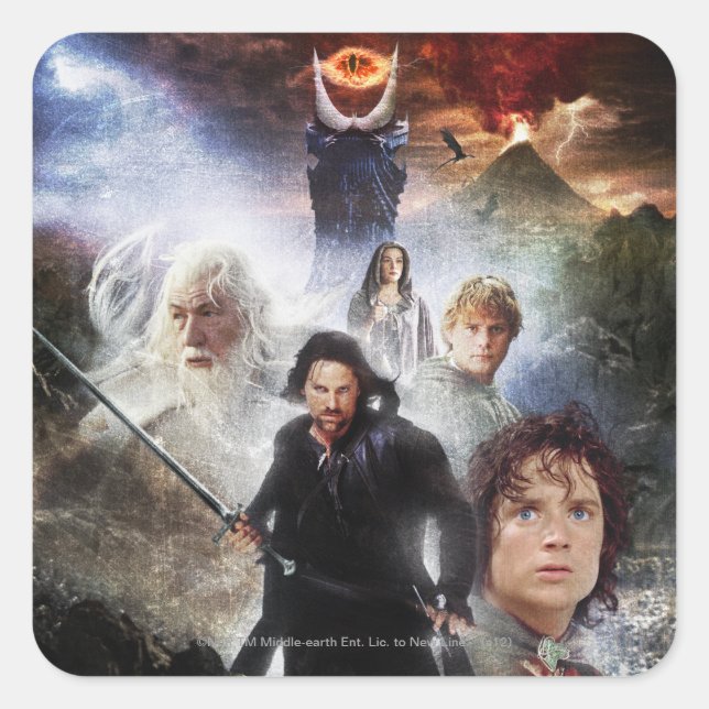 Adesivo Quadrado THE LORD OF THE RINGS Character Collage (Frente)