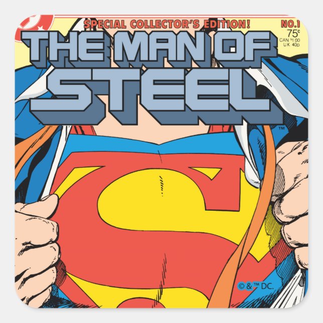 Adesivo Quadrado The Man of Steel #1 Collector's Edition (Frente)