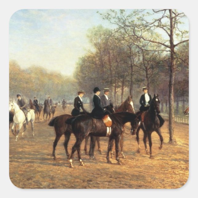 Adesivo Quadrado The Morning Ride, Rotten Row, Hyde Park, 1894 (pet (Frente)