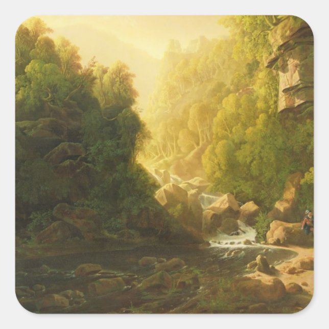 Adesivo Quadrado The Mountain Torrent, c.1820-30 (óleo na canvas) (Frente)
