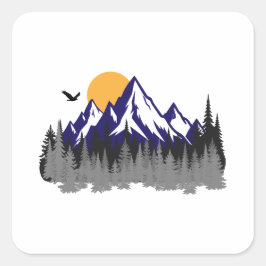 Adesivo Quadrado The mountains graphic hiking