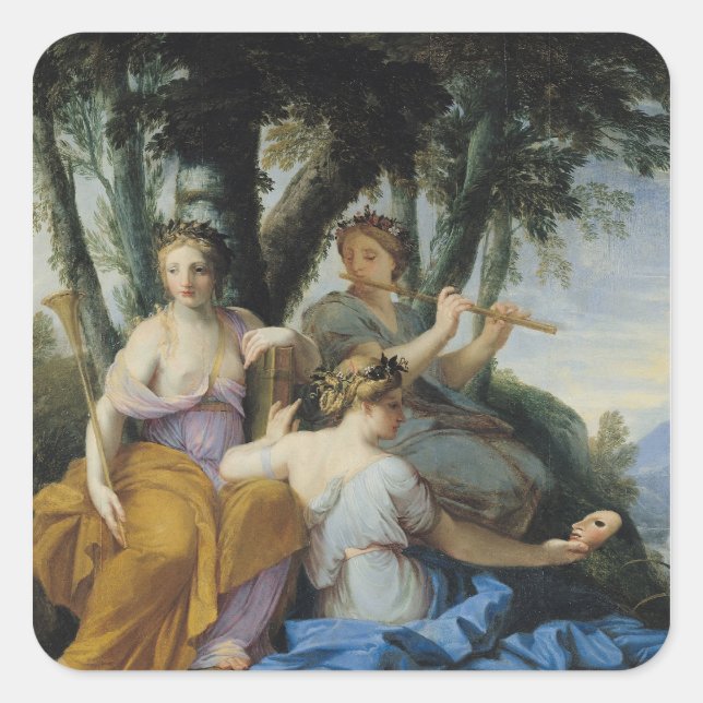 Adesivo Quadrado The Muses, Clio, Euterpe e Thalia, c.1652-55 (Frente)