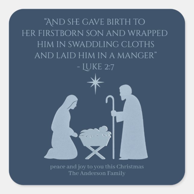 Adesivo Quadrado The Nativity Sticker – Birth of Jesus Manger Scene (Frente)