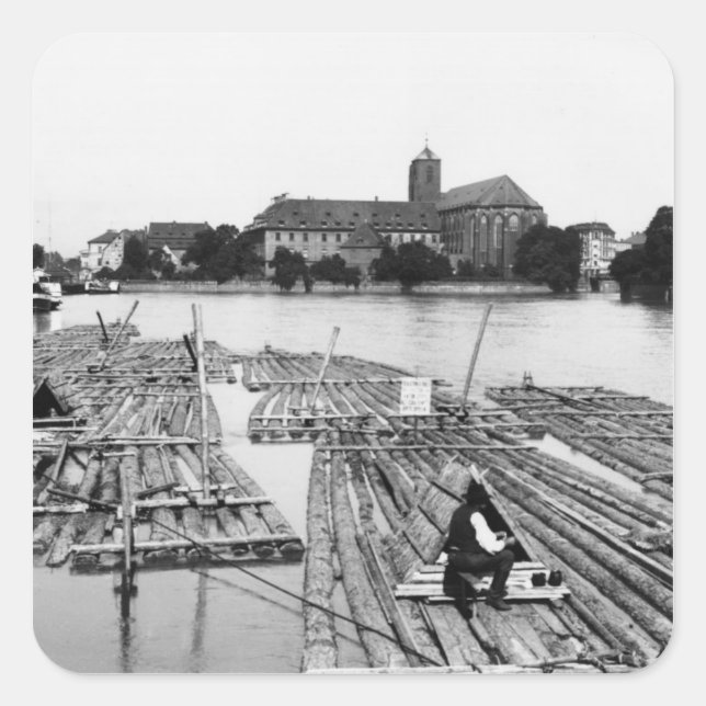 Adesivo Quadrado The Oder at Breslau Polônia, c.1910 (Frente)