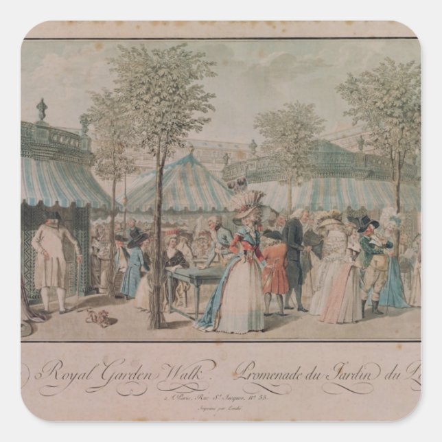Adesivo Quadrado The Palais Royal Garden Walk, 1787 (Frente)