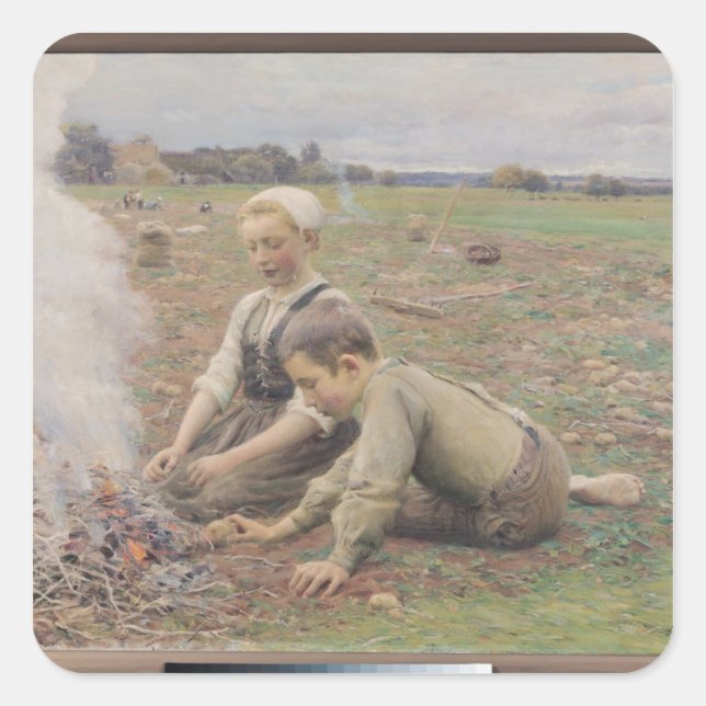 Adesivo Quadrado The Potato Gatherers, 1898 (Frente)