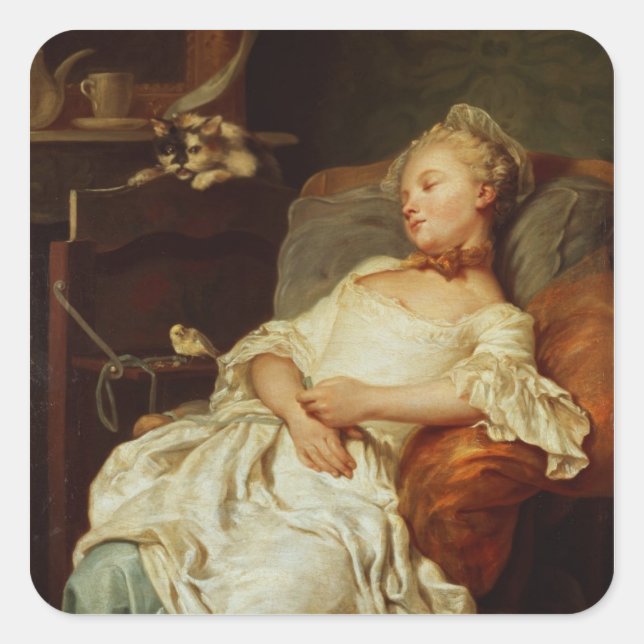 Adesivo Quadrado The Sleeper, 1759 (óleo na canvas) (Frente)