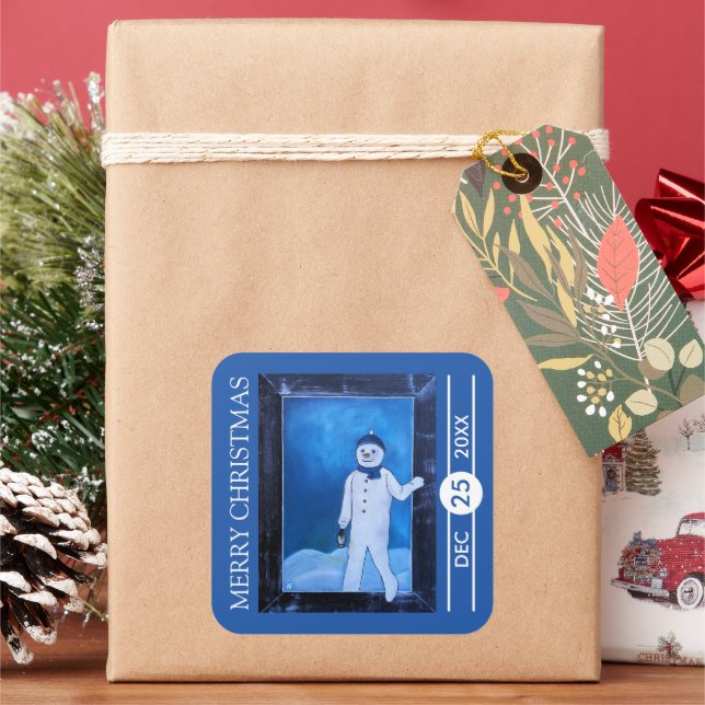 Adesivo Quadrado The Snowman's Escape Christmas (Feriado)