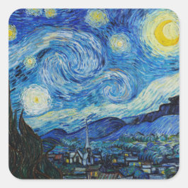 Adesivo Quadrado The Starry Night - Vincent Van Gogh