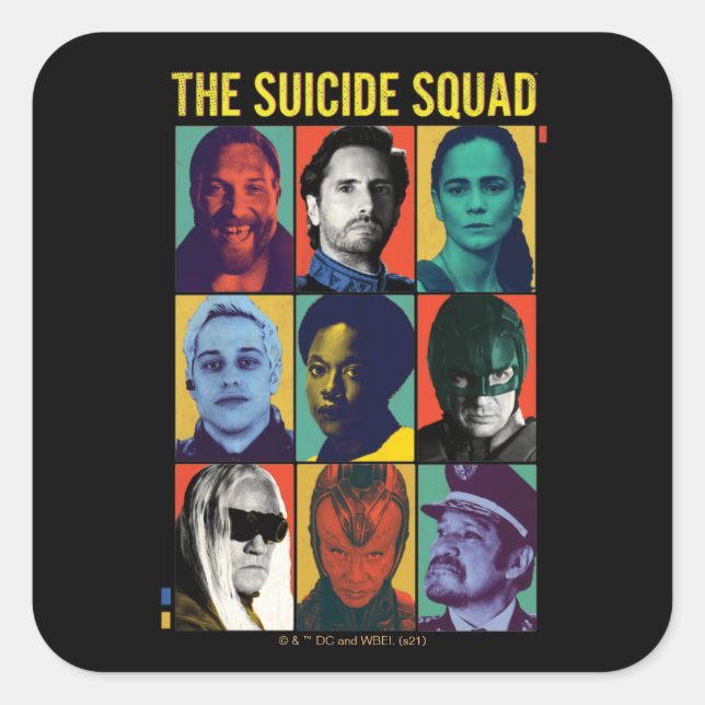 Adesivo Quadrado The Suicide Squad | Retro Grid With Amanda Waller (Frente)