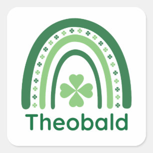 Adesivo Quadrado Theobald Name Clover Boho Rainbow
