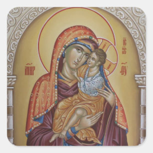 Adesivo Quadrado Theotokos e o Filho Cristo