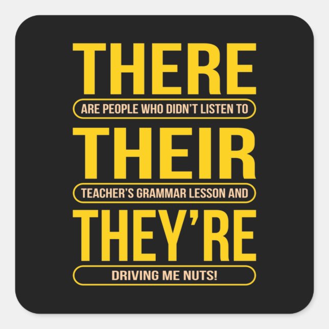 Adesivo Quadrado There Their They're English Language Teacher (Frente)