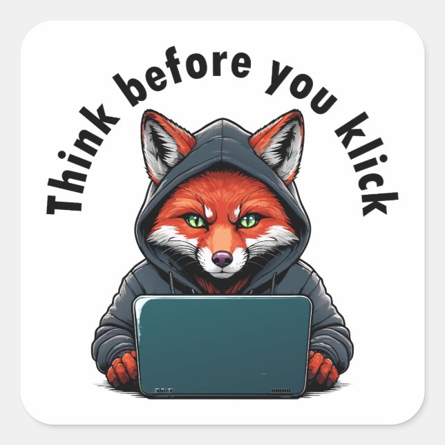 Adesivo Quadrado Think before you click - Cyber Security (Frente)