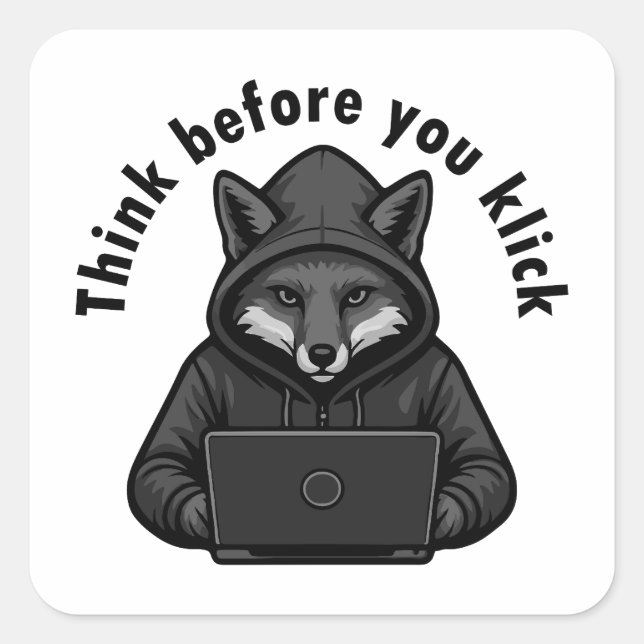 Adesivo Quadrado Think before you click - Cyber Security (Frente)