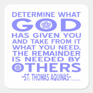 Adesivo Quadrado Thomas Aquinas Deus deu azul claro