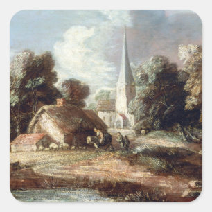 Adesivo Quadrado Thomas Gainsborough Landscape with Cotage
