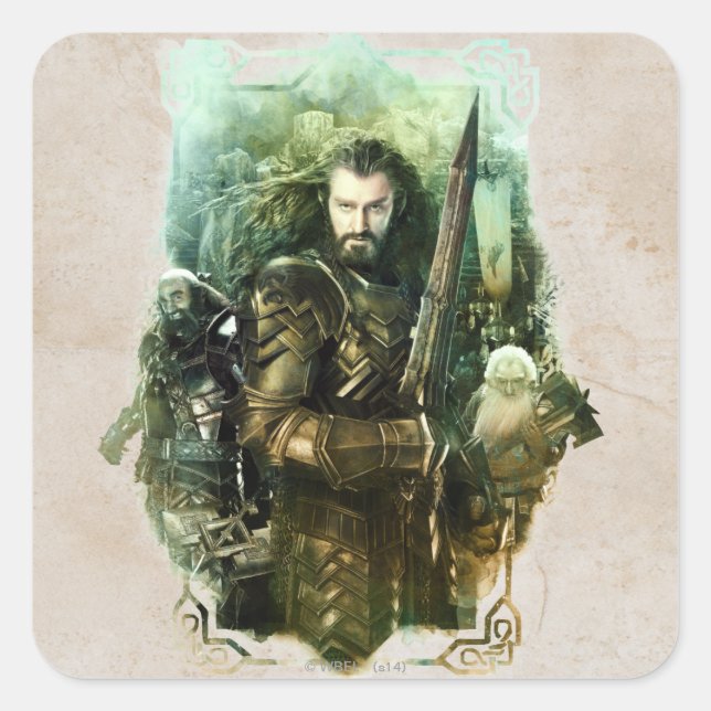 Adesivo Quadrado THORIN OAKENSHIELD™, Dwalin e Gráfico Balin (Frente)