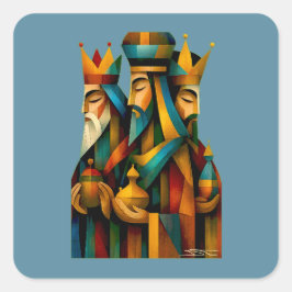 Adesivo Quadrado Three Wise Men Abstract Nativity Art 