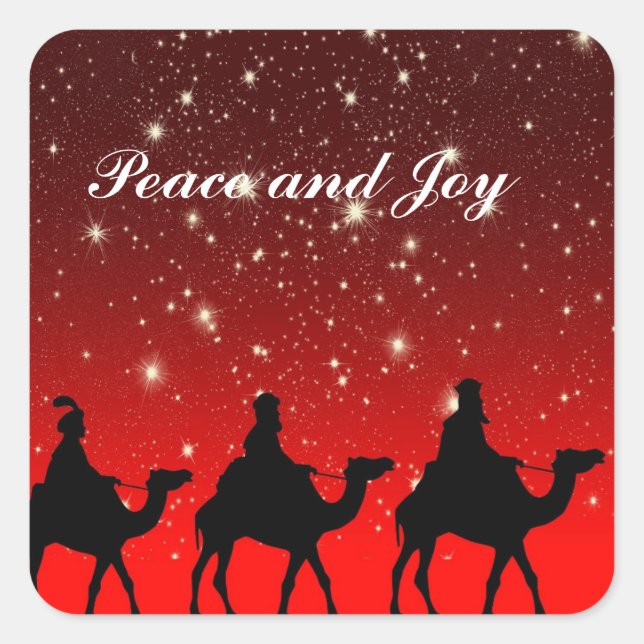 ADESIVO QUADRADO THREE WISE MEN PEACE AND JOY CUSTOM CHRISTMAS (Frente)