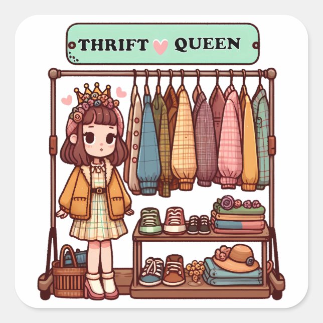 Adesivo Quadrado Thrift Queen (Frente)