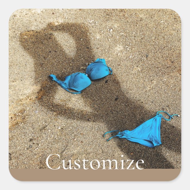 Adesivo Quadrado Thunder_Cove da Areia de Bikini Azul (Frente)