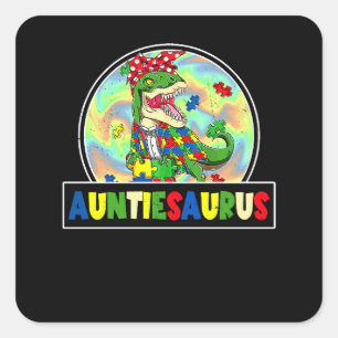 Adesivo Quadrado Tia Autismo Saurus Tiasaurus Rex Dinossauro F