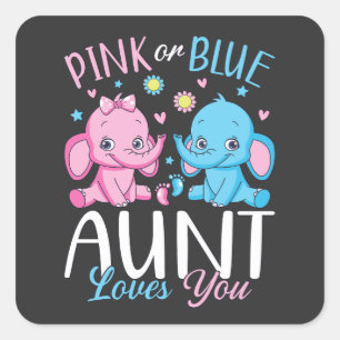 Adesivo Quadrado Tia Rosa Ou Azul Te Ama Elefante
