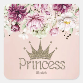 Adesivo Quadrado Tiaro Encantador, Princesa, Porta-Chaves Floral