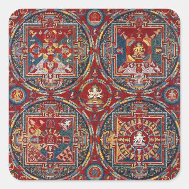 Adesivo Quadrado Tibetano: Quatro Mandalas da série Vajravali (Frente)
