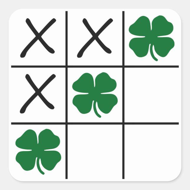 Adesivo Quadrado Tic Tac Toe Shamrock (Frente)