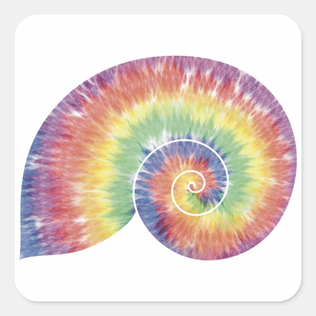 Adesivo Quadrado Tie Dye Nautilus Shell Sticker (Frente)