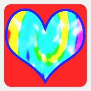 Adesivo Quadrado Tie Dyed Heart