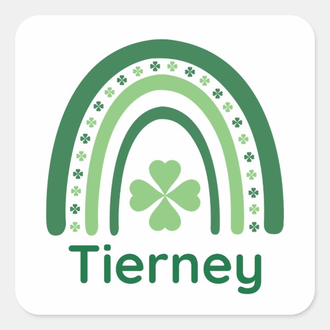 Adesivo Quadrado Tierney Name Clover Boho Rainbow (Frente)
