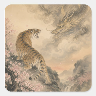 Adesivo Quadrado tiger and doragon