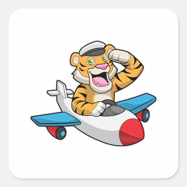Adesivo Quadrado Tiger como piloto no avião (Frente)